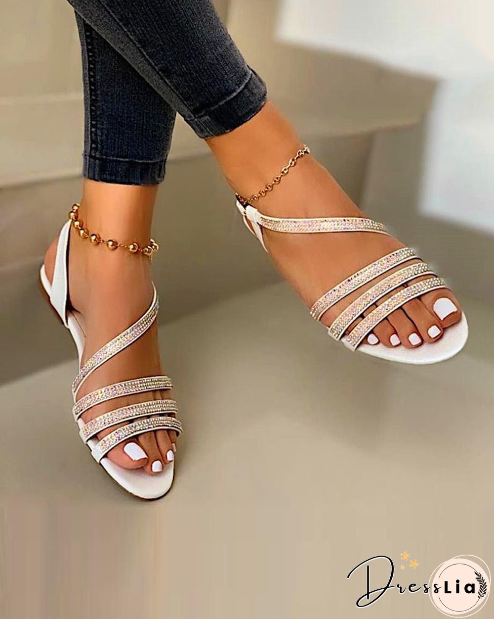 Embellished Strappy Flat Sandals