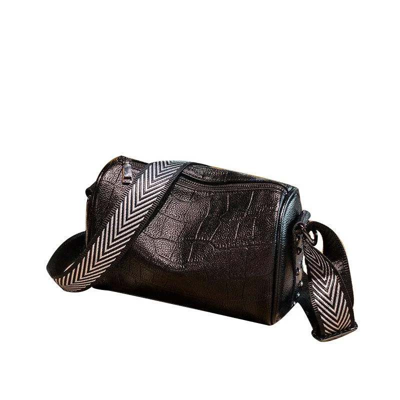 Crocodile Boston Pillow Bag Women's Fashion Joker Wide Shoulder Strap Messenger Bag Women's Shoulder Bag