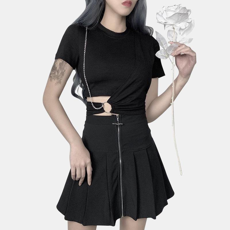 2-Piece Chained Ring Short Sleeve Top