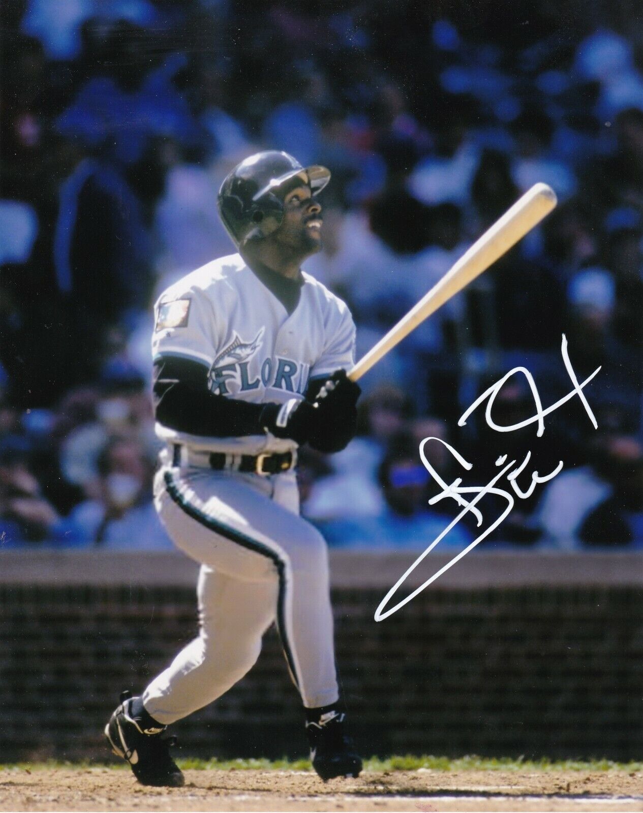 CARL EVERETT FLORIDA MARLINS ACTION SIGNED 8x10