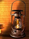Solar Retro Kerosene Lamp Built-In Battery Light Courtyard Garden Decor (Copper)