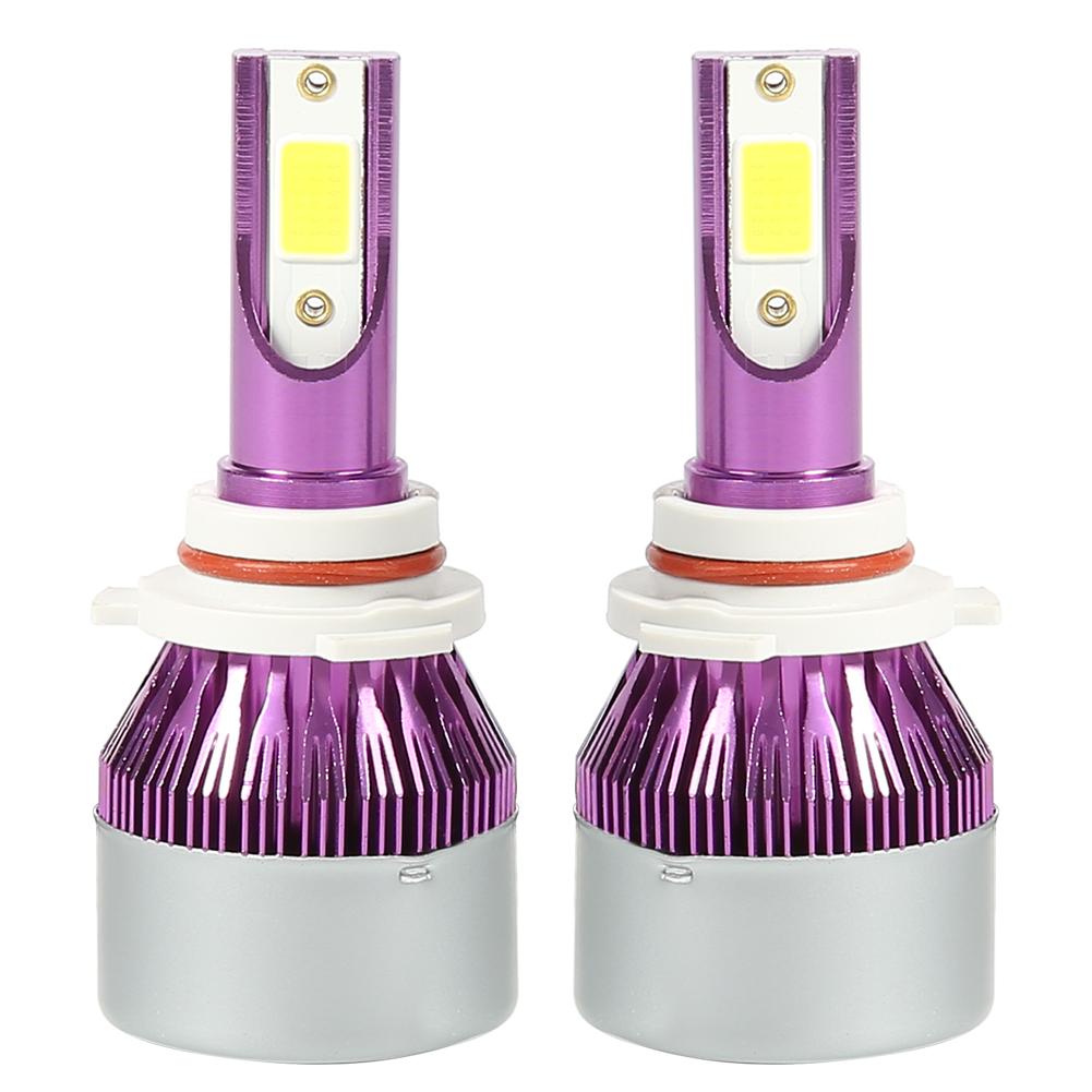 

1 Pair COB LED Car Headlight Bulbs 72W 6500K Headlamp Fog Light IP67 Purple, 9006, 501 Original