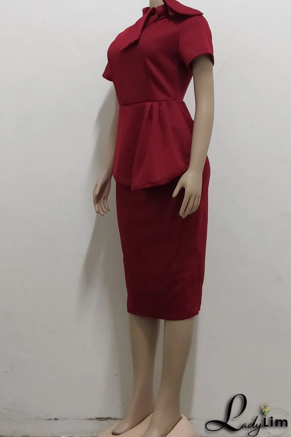 Coral Powder Casual Solid Patchwork Asymmetrical With Bow O Neck One Step Skirt Dresses