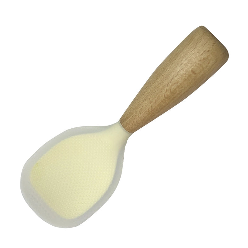 Non-slip Heat-resistant Wooden Handle Vertical Silicone Rice Spoon Rice Cooker Spoon Non-stick Rice Spoon