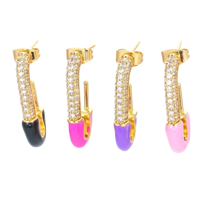 Fashion Geometric Plating Copper Zircon Copper Earrings