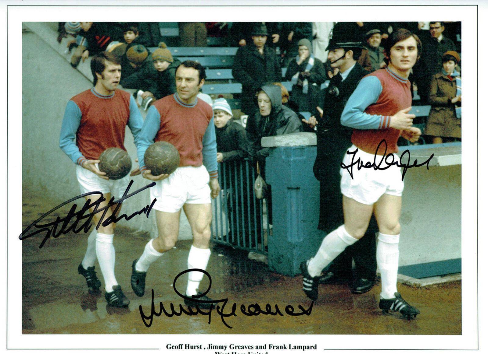 Geoff HURST Frank LAMPARD Jimmy GREAVES Signed Autograph Photo Poster painting West Ham COA