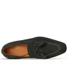 Men's Green Tassel Suede Loafers - Leather Sole