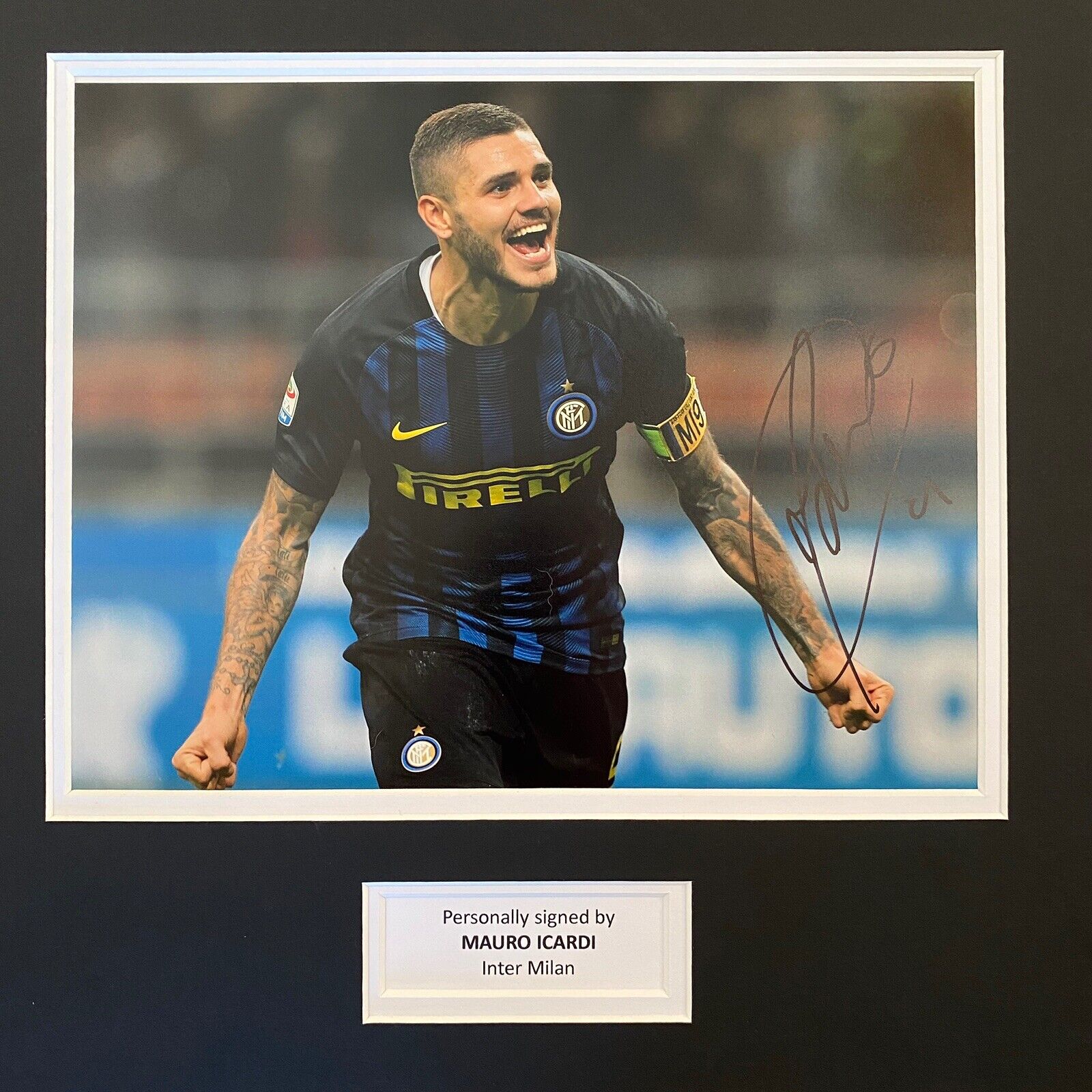 Mauro Icardi Genuine Hand Signed Inter Milan Photo Poster painting In 14x11 Mount Display PROOF