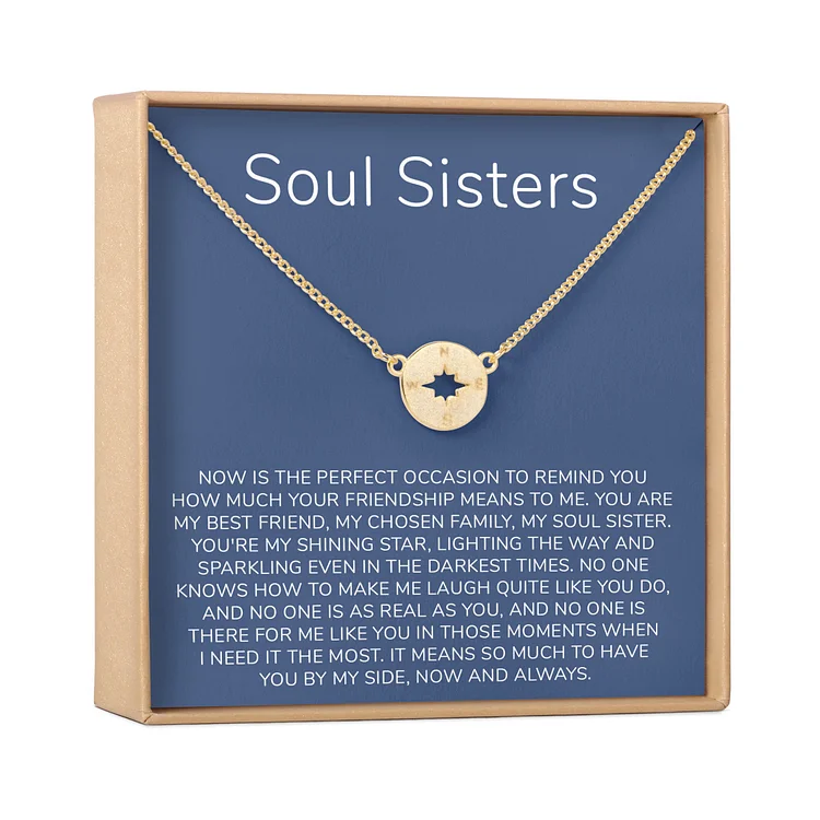 Soul Sisters Necklace: BFF Necklace, Best Friend Gift Jewelry (with a card)