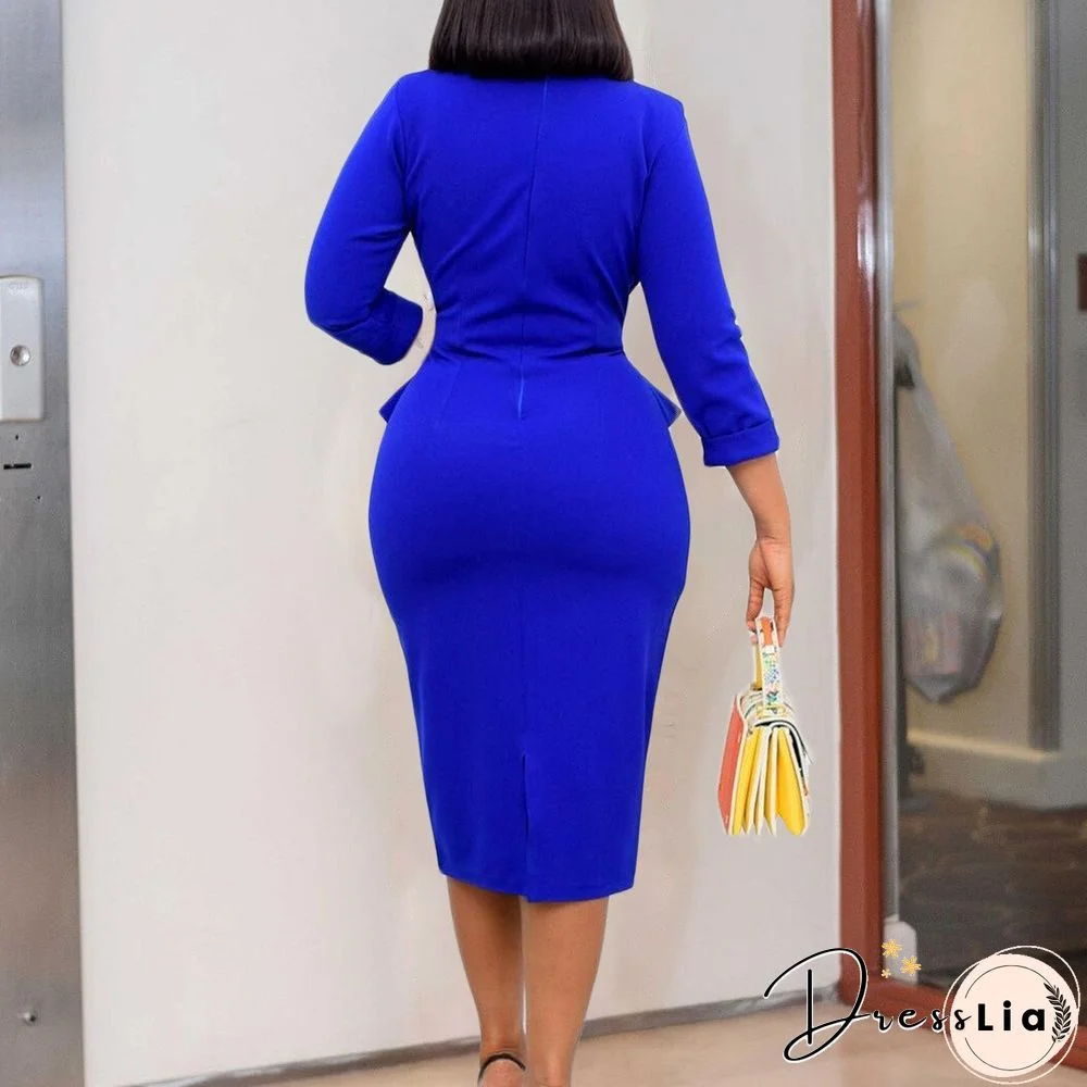 Summer Dress Women Sexy Solid Color Slim Fit Hip Beaded Pencil Professional Dress Vestidos