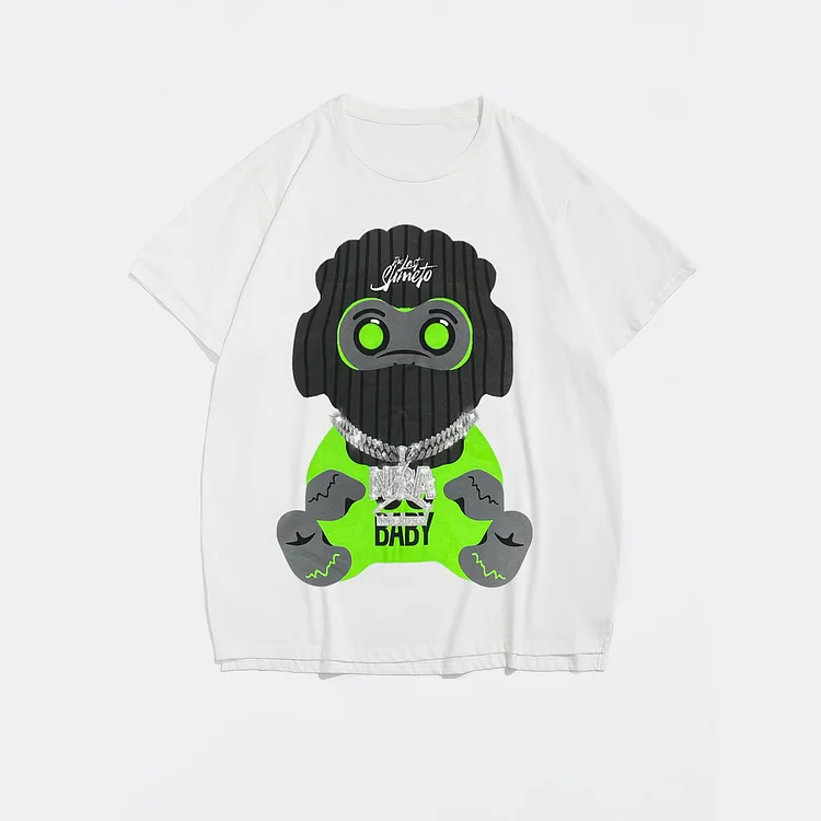 Plus Size White Monkey  T-Shirt