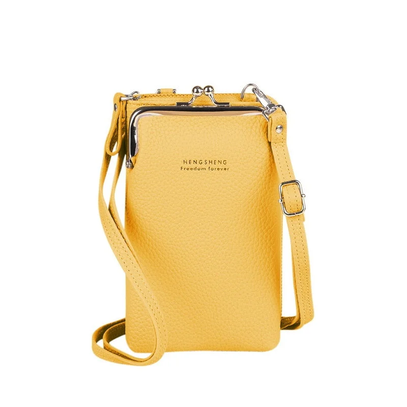 Brand Crossbody Bags Touch Screen Cell Phone Purse Bag Smartphone Wallet Metal Leather Shoulder Strap Handbag Women Bag