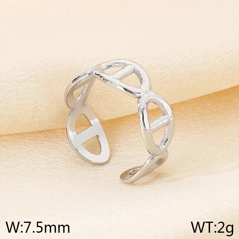 Minimalist Geometric 304 Stainless Steel 18K Gold Plated Open Rings