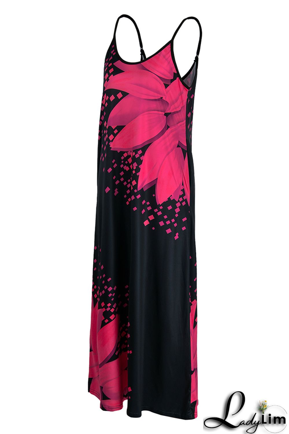 Yellow Fashion Sexy Print Backless Spaghetti Strap Long Dress