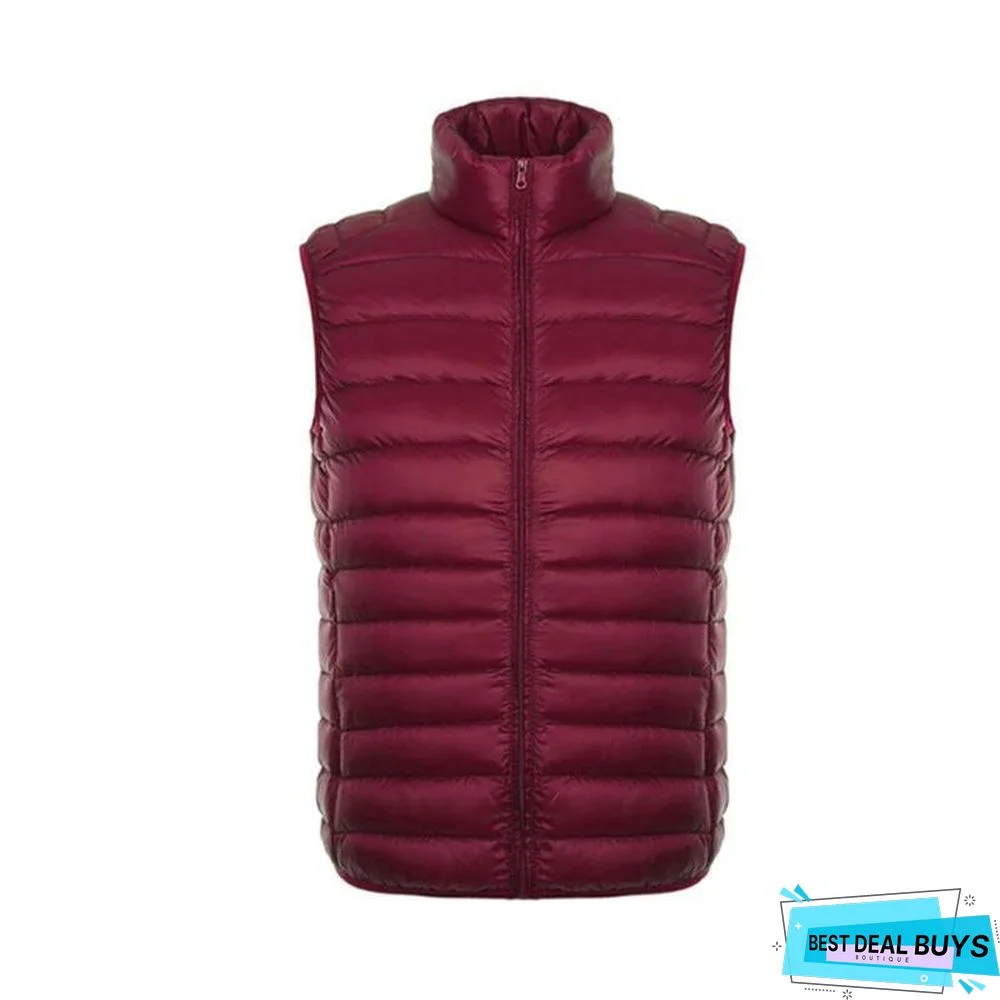 Men's Sleeveless Ultralight 90% White Duck Down Warm Vest Men's Casual Vest Warm Jacket Outwear Waistcoat