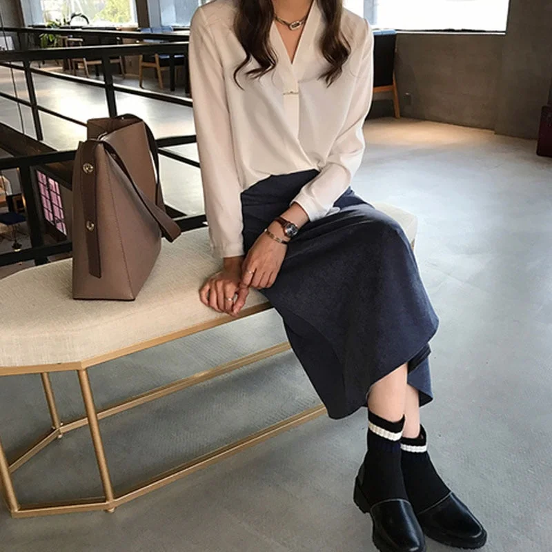 2021 Plus Size Women Tops Women Chiffon Blouse Casual Long Sleeve Shirt Elegant Shirts Fashion Womens Tops and Blouses 1681 921