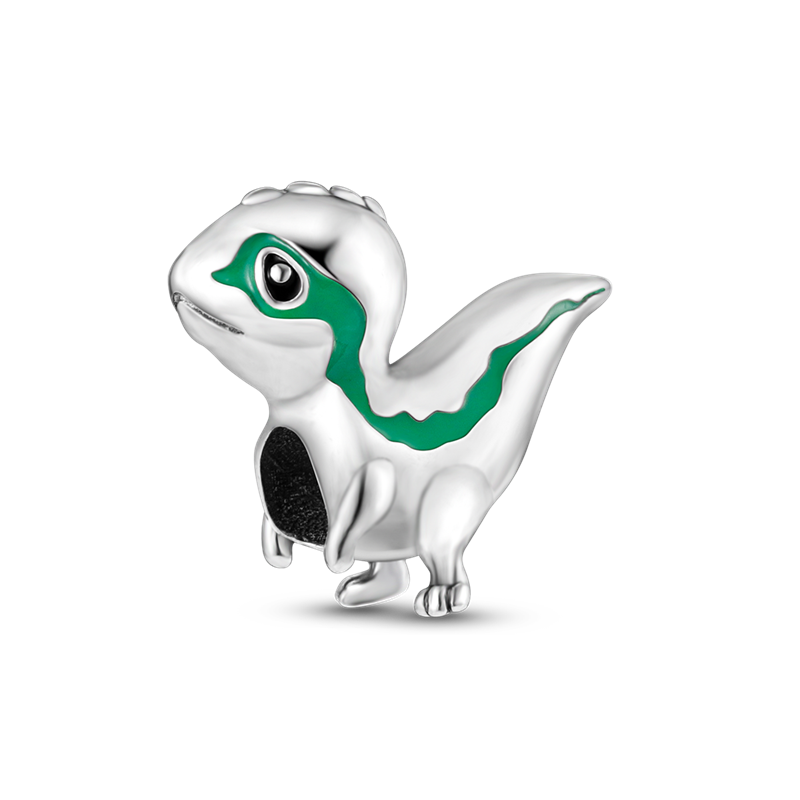925 Sterling Silver Green Little Raptor Charm fit for DIY Charms Bracelet & Bangle Fine Jewelry KTC444