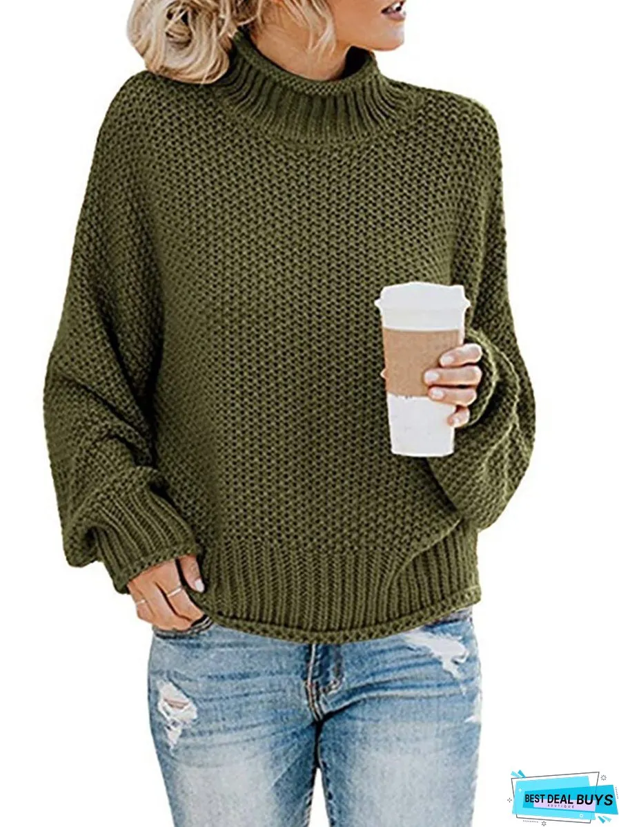 Turtleneck Dropped Shoulder Sweater