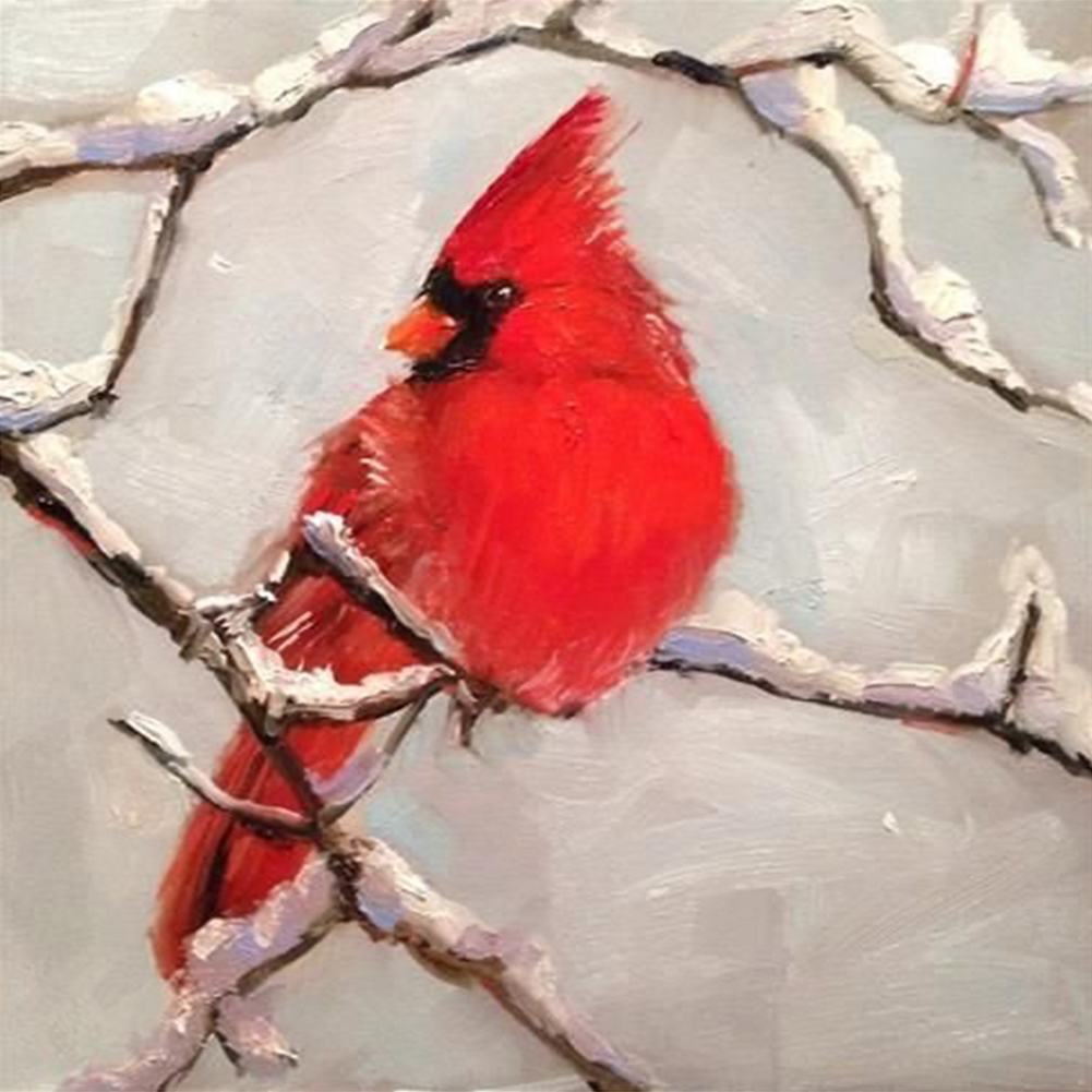 Bird on Branch-Paint by Numbers-8"x8"/20x20cm