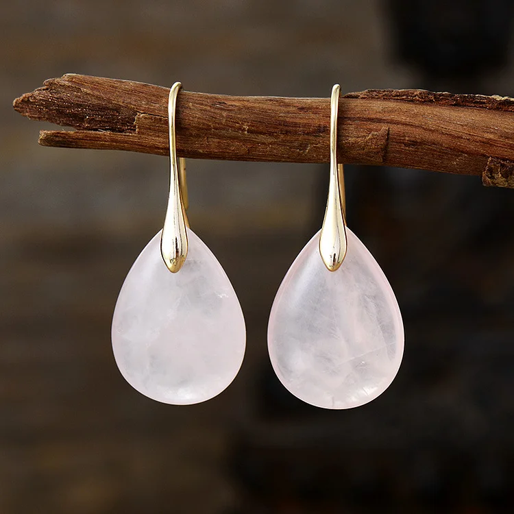 Vintage Natural Pink Stone Crystal  Earrings