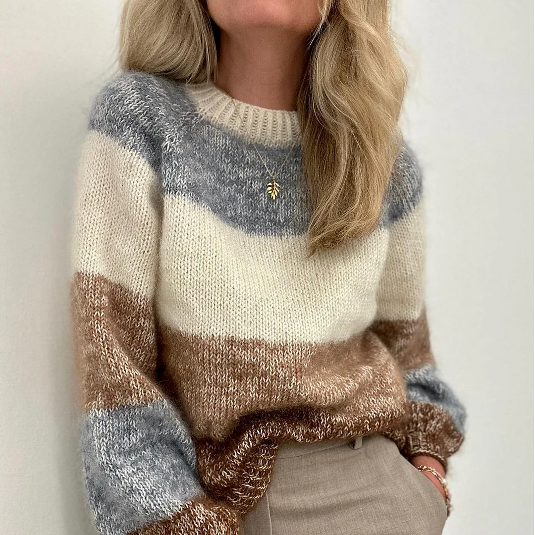 Retro Contrast Crew Neck Sweater
