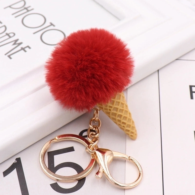 Cute Ice Cream Plush Women’s Bag Pendant Keychain