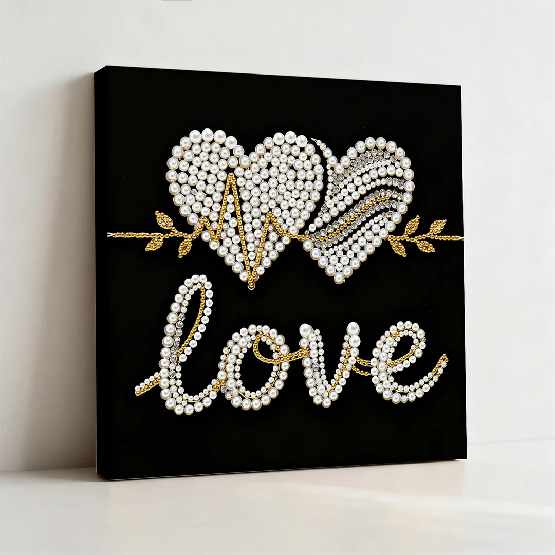 LOVE DIY Pearl Art Diamond Painting Kit for Adults Home Decor 25x25cm With Frame