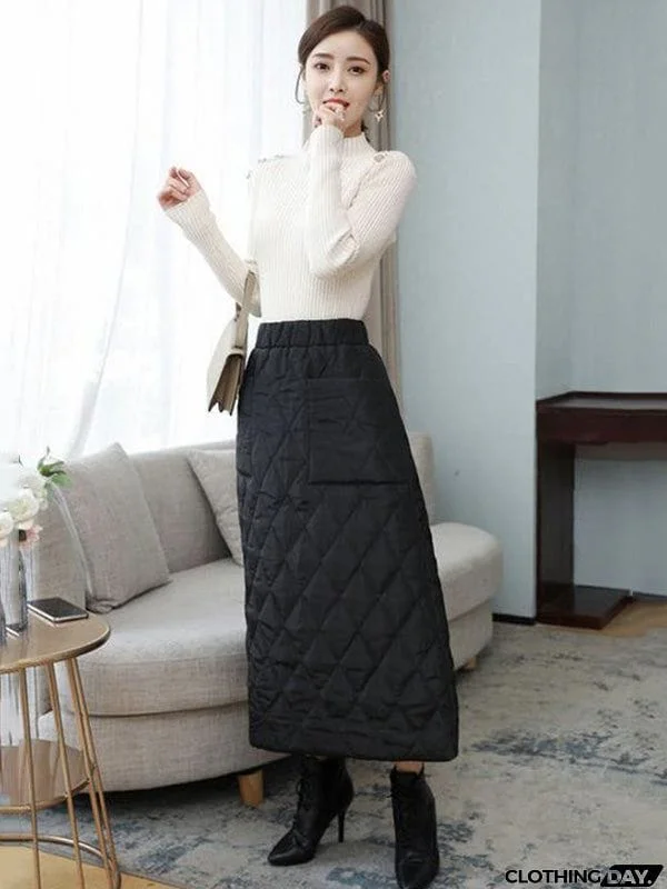 Vintage Loose Elasticity High-Waisted A-Line Padded Skirt Bottom