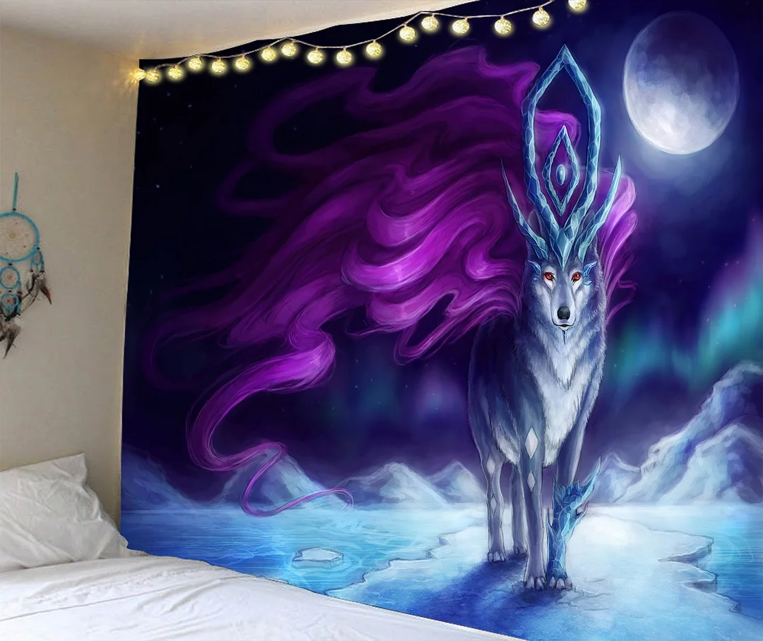Wall Hanging Tapestry Livingroom Wall Cloth Lion King Wolf Background Cloth Tiger Wall Tapestry Aesthetic Animal Hanging Blanket
