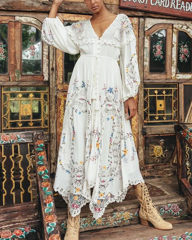 Embroidered Floral Lace Dress