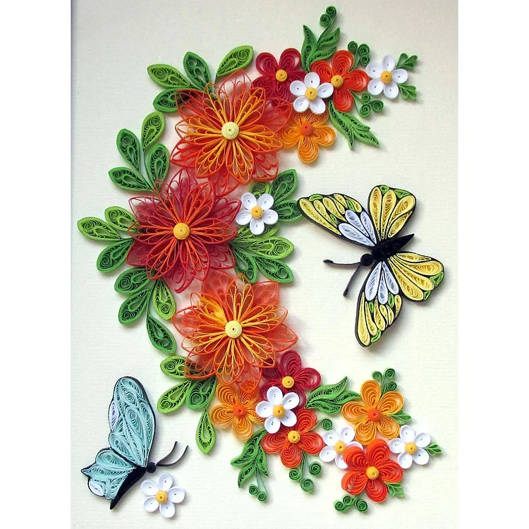 Paper Quilling Butterfly & Flower - Partial Special Shaped Drill Diamond Painting - 30x40cm(Canvas)