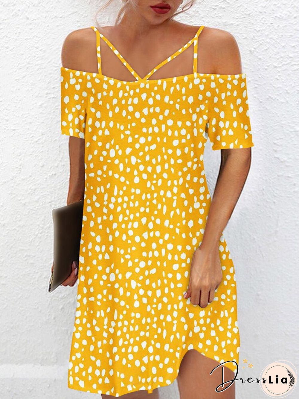 Vintage One-Line Neck Cross Strap Dress Women Summer Sexy Short Sleeve Backless Mini Dress Ladies Fashion Printed Loose Dresses