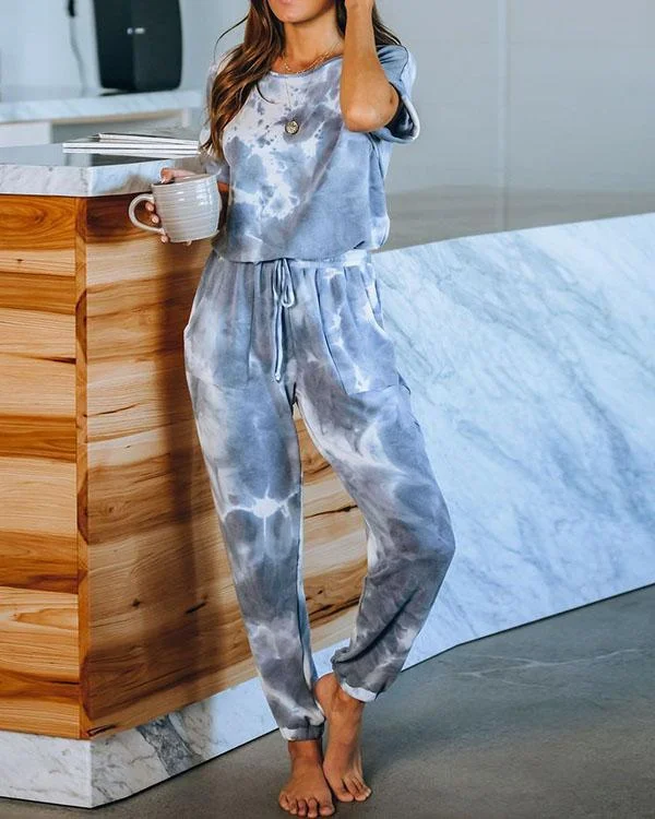 tie dye short sleeve jumpsuit p126103