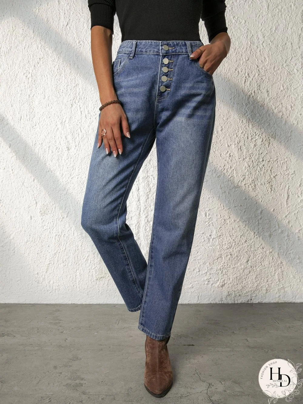 Casual Pockets Jeans