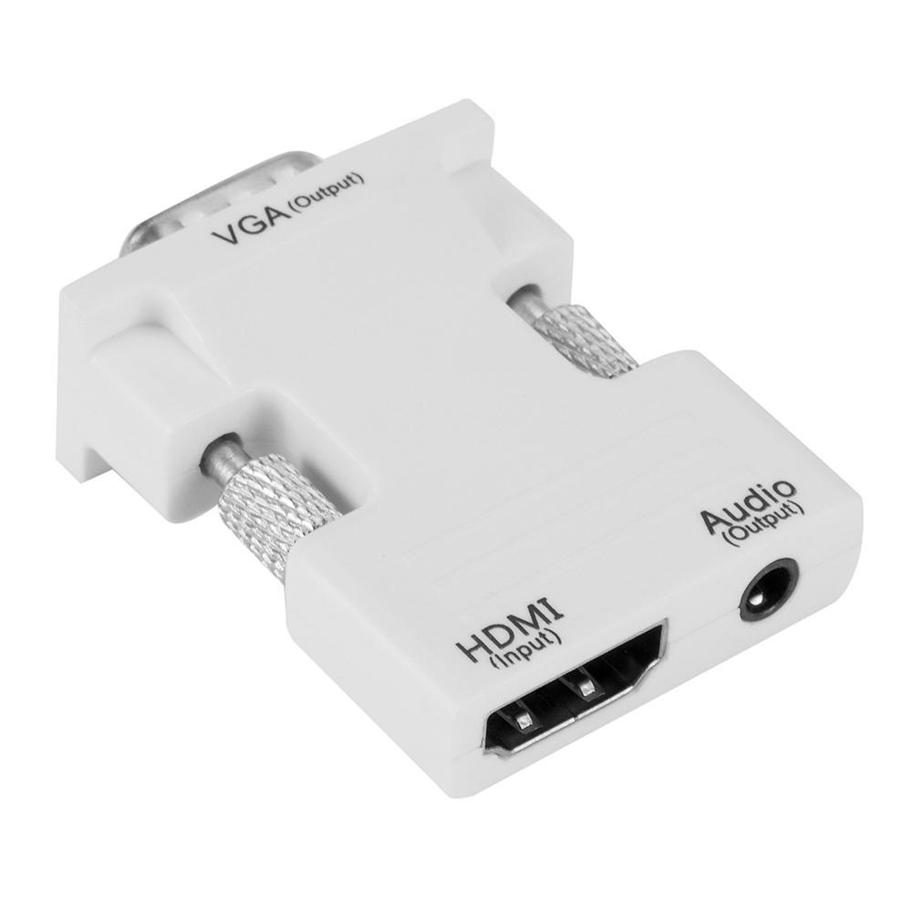

HDMI-compatible Female to VGA Male Adapter w/Audio Cable Support 1080P Output (White), 501 Original