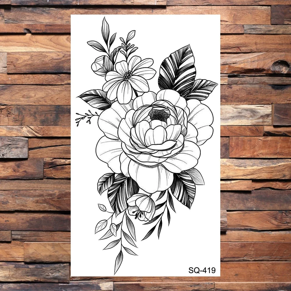 Small Forest Pine Tree Temporary Tattoos For Women Men Realistic Whale Mountain Sea Wave Fake Tattoo Sticker Arm Body Tatoos