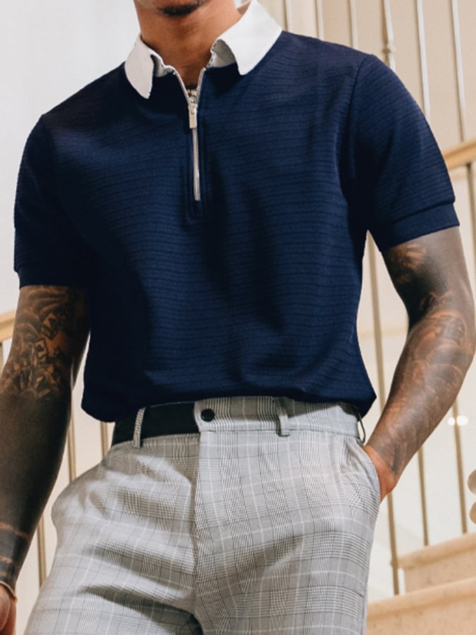 Men's Short Sleeve Zipper Polo