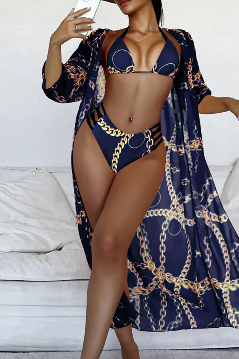 Sexy Print Bandage Patchwork 3 Piece Sets
