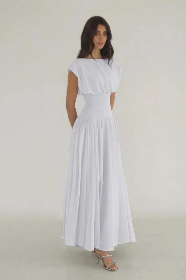 Lilac Chiffon Summer Bateau Sleeveless Prom Dress ZT0652