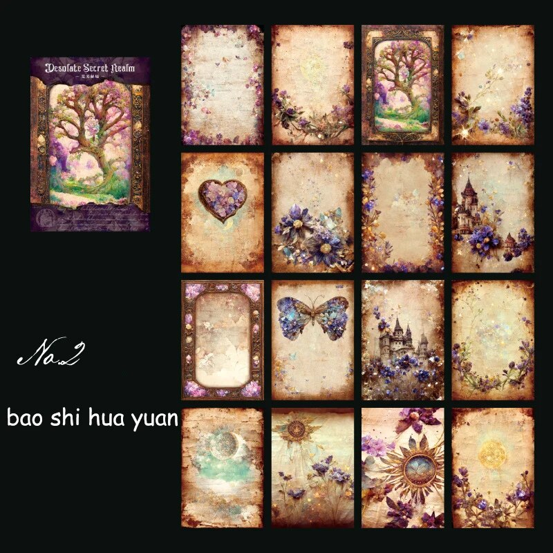 Journalsay 48 Sheets Vintage Flower Decor Material Paper