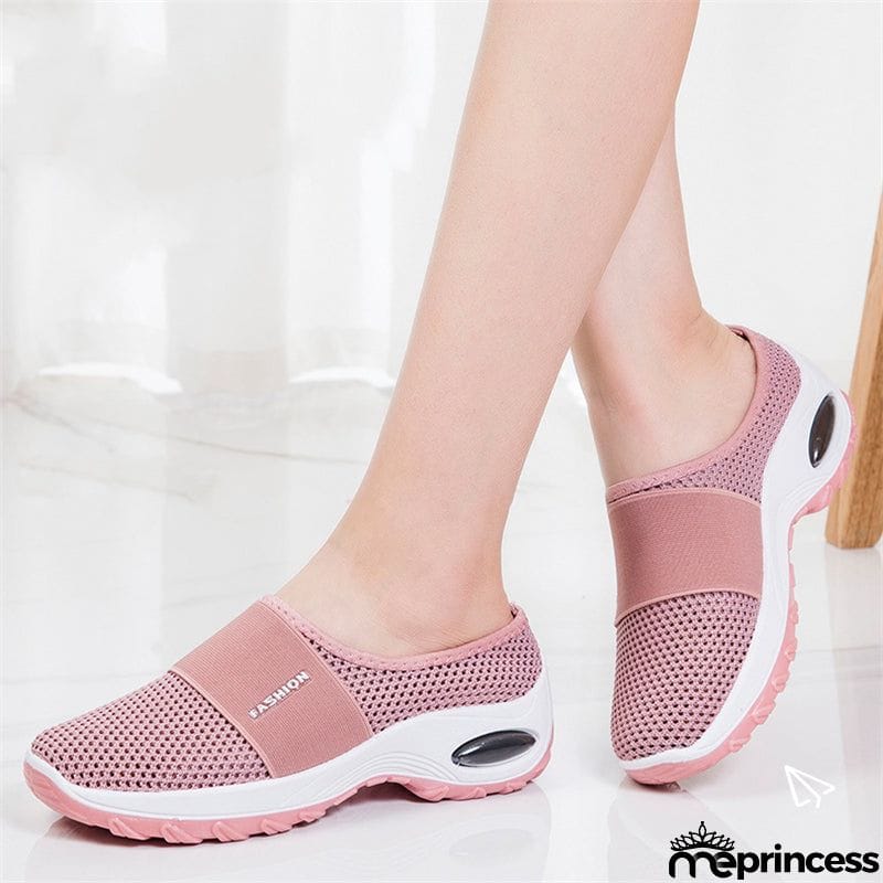 Slip-On Style Open Mesh Upper Rocker Bottom Durable Lightweight Shoes