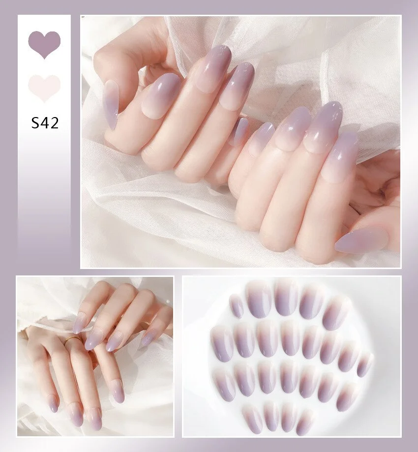 Nail Art Fake Nails Short Tips Press on With Glue Coffin Stick Clear False Display Designs Set Full Cover Artificial Square Kiss-Nail Inspo