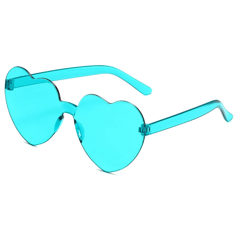 Transparent Jelly Color Love Sunglasses Men’s And Women’s Peach Heart Sunglasses Heart-shaped Conjoined Love Sunglasses