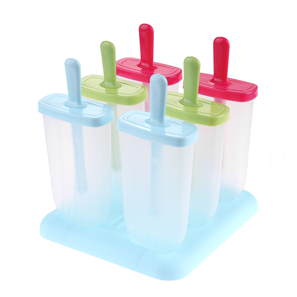 

Ice Cream Mold 6 Cells Plastic Popsicle Mold Kids DIY Ice Lolly Candy Maker, Blue, 501 Original