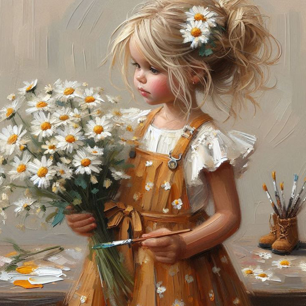 Cute Girl 40*40cm(canvas) full round drill diamond painting