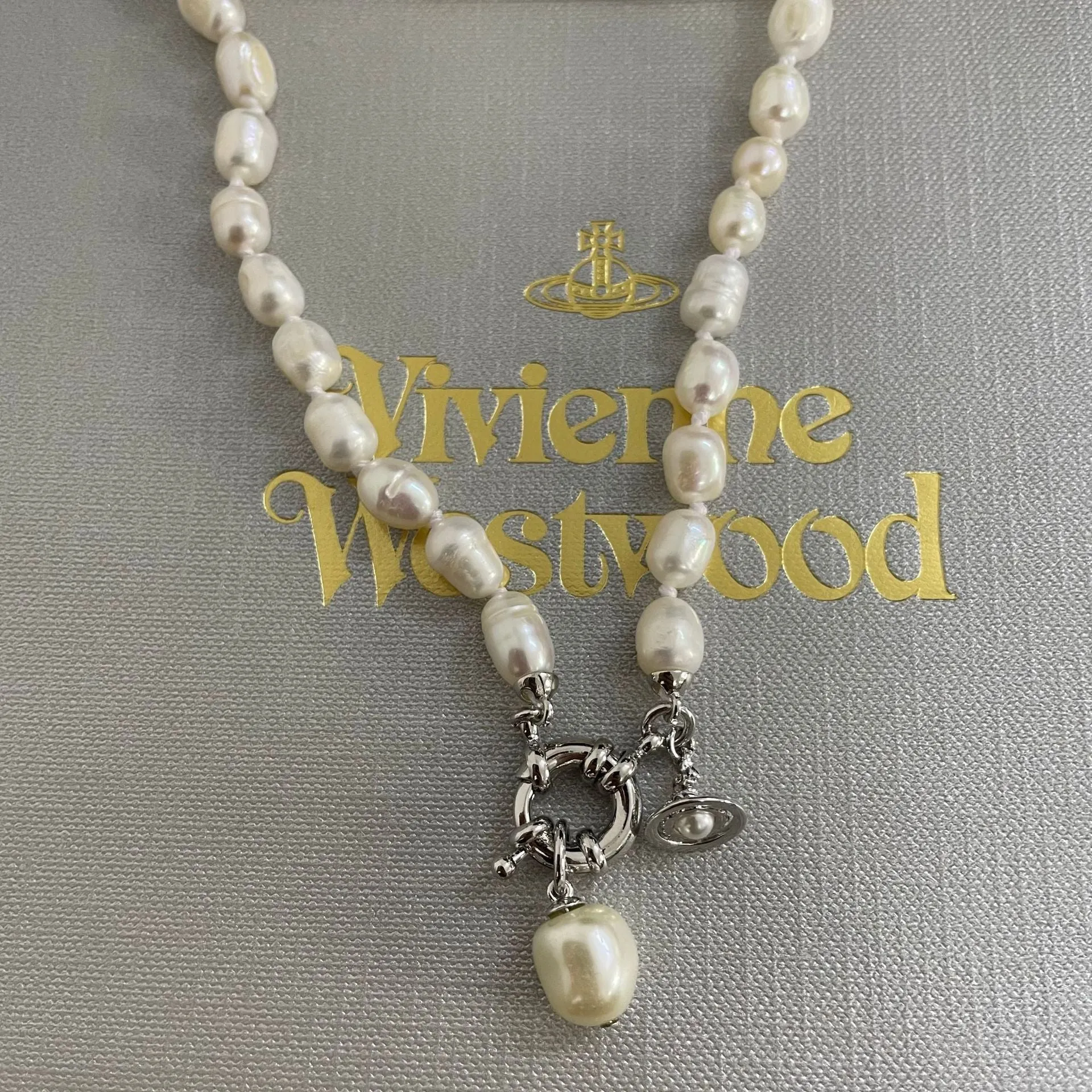 Vivienne Westwood Teardrop Pearl Charm Pendant Necklace