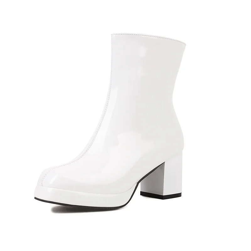 Yyvonne Yyvonne Size Boots Autumn And Winter New Women's Boots Square Head Thick Heel High Heel Ankle Boots Women's Shoes