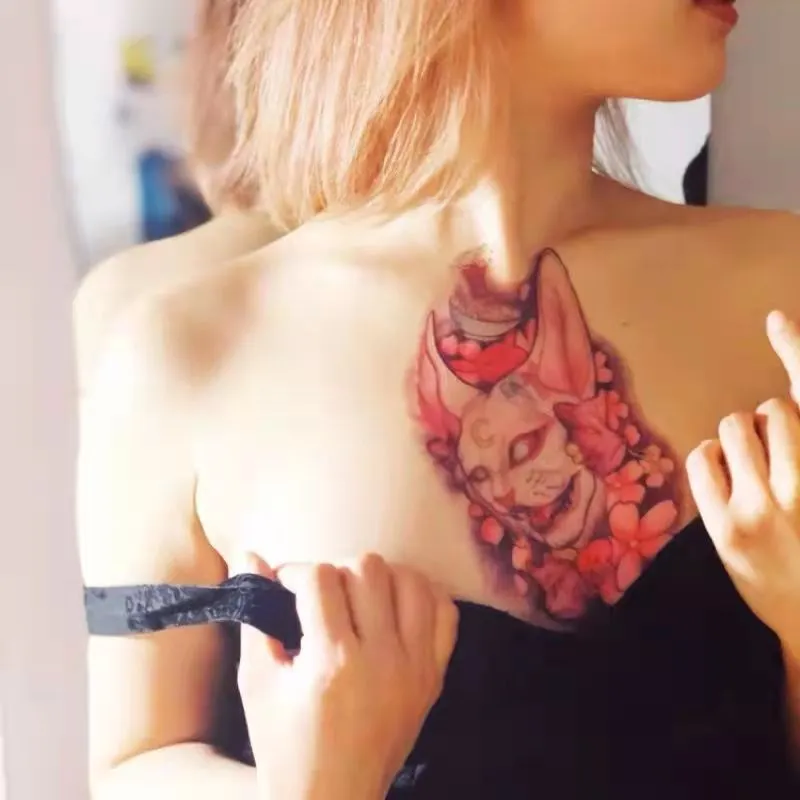 Tatoo Waterproof Cat Japanese Cute Pet Arm Semi Permanent Tattoo Cat Animal Funny Tattoo Sticker Temporary Tattoos for Men Women