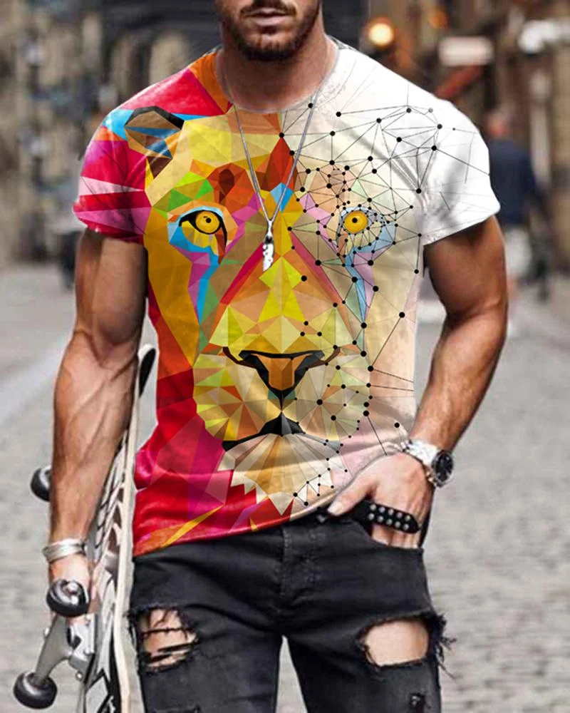 Men New Print Casual T-shirts-17