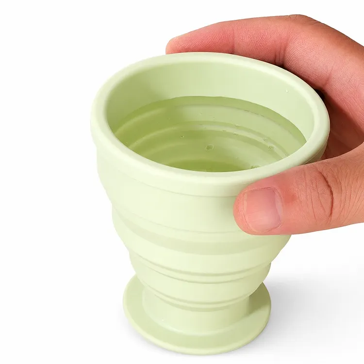 Collapsible Silicone Travel Cup with Lid and Strap